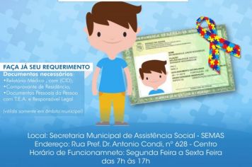 Carteira garante acesso prioritário a portadores do Transtorno do Espectro Autista em Agudos