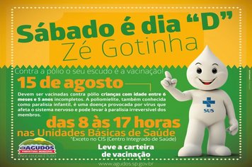 Campanha de vacinação contra a Poliomelite é neste sábado