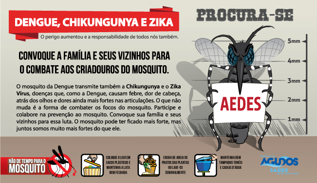 Agudos faz Mutirão de eliminação de criadouros do mosquito Aedes neste sábado, dia 04 de fevereiro