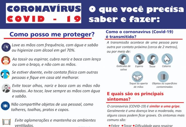 COMUNICADO DA PREFEITURA DE AGUDOS - SOBRE AÇÕES DE PREVENÇÃO AO CORONAVÍRUS