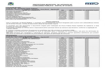 Foto - Confira o edital e convocação para prova prática e teste de aptidão física, do concurso público da Prefeitura de Agudos.