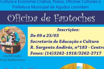 Abrem na segunda-feira, dia 9, inscrições para Oficina de Fantoches em Agudos